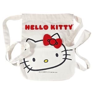 Hello Kitty Small Canvas Open Backpack 2003 With Felt Bow 12"x9"